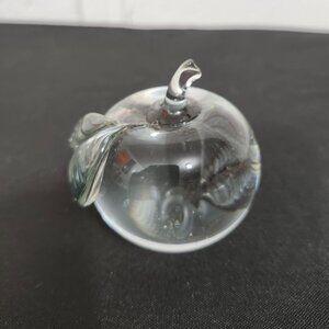 Vintage Handblown Glass Art Paperweight in Apple Shape